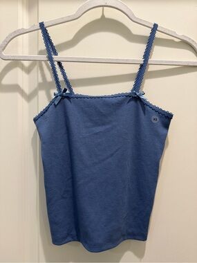 American Eagle Outfitters Blue Ribbed Lace-Trim Cami